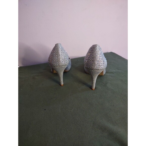 Delicacy Silver Rhinestone Heels 8 Bling Sparkle  Euc - Picture 4 of 6